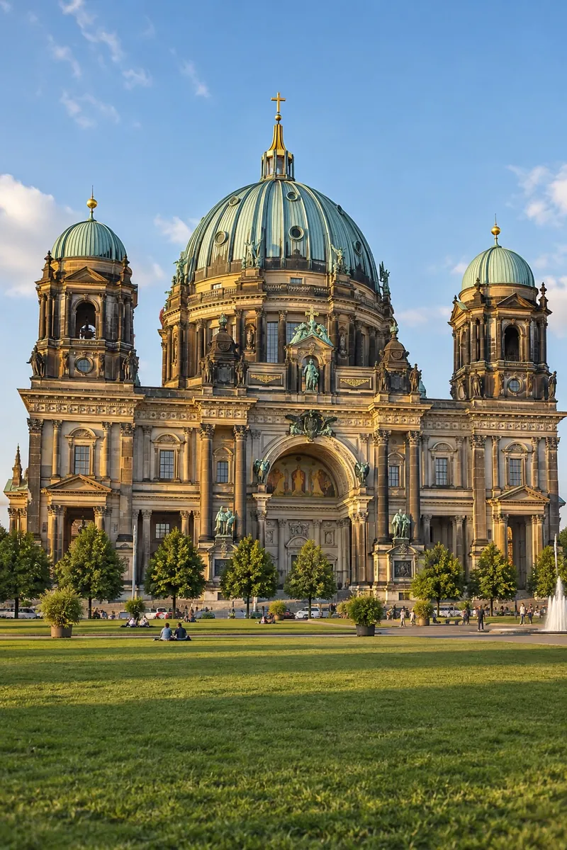 KI-generierte Illustration des Berliner Doms am Lustgarten